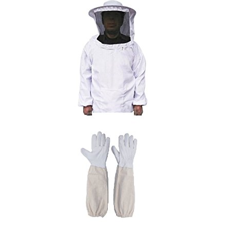Farmunion Protective Bee Keeping Jacket Veil Suit  1 Pair Beekeeping Long Sleeve Gloves
