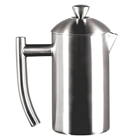 Frieling USA Double Wall Stainless Steel French Press Coffee Maker with Patented Dual Screen, Brushed, 8-Ounce