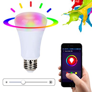 Xenon Wifi Smart LED Light Bulb, Smartphone Controlled Sunrise Wake Up Lights and Dimmable Multicolored Color Changing LED Night Light, Wireless Smartphone Control Bulb