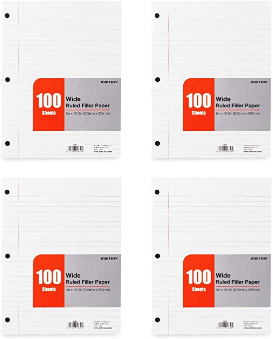 Mintra Office Filler Paper (Wide Ruled, 2400 Sheets (4-6pks))