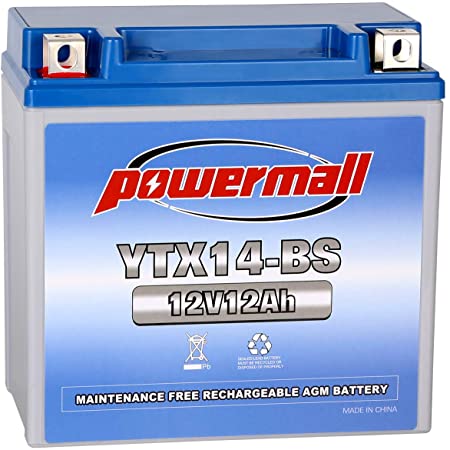 Powermall YTX14-BS Sealed Lead Acid AGM Rechargeable Replacement PTX14LBS-FS GTX14-BS ETX14 WP14-BS FAYTX14-BS UTX14 Battery