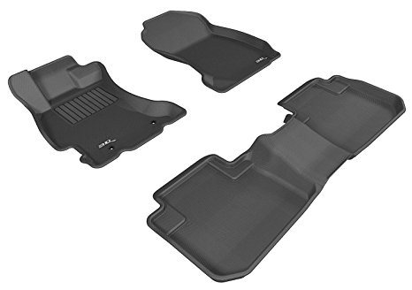 3D MAXpider Complete Set Custom Fit All-Weather Floor Mat for Select Subaru Forester Models - Kagu Rubber (Black)