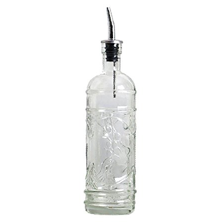 Chic Kitchen Olive Oil, Liquid Dish or Hand Soap Glass Bottle Dispenser ~ G180FR1 Clear ~ Metal Pour Spout and Cork Included with Glass Bottle