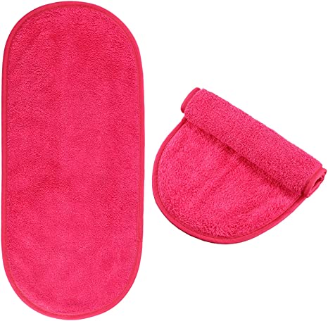 Makeup Remover Cloths Face Cleansing Cloths Facial Cleansing Towel Microfiber Makeup Remover Face Cloth Reusable Facial Clean Towel for Various Skin Type, Rose Red, 15.7 x 7.1 Inches