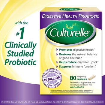 Culturelle Daily Probiotic Formula, Digestive Health Capsules,SP. Value Size Speciall of 80 counts total.