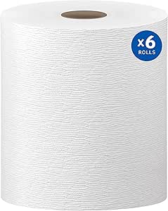 Kleenex Hard Roll Paper Towels (50606) with Premium Absorbency Pockets, 1.75" Core, White, 600'/Roll, 6 Rolls/Case, 3,600'/Case