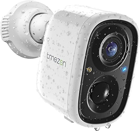 TMEZON Wireless Security Camera Outdoor WiFi Battery Rechargeable Powered 2K Camera for Home Surveillance Night Vision with AI Motion Detection, 2 Way Audio, Waterproof, SD/Cloud