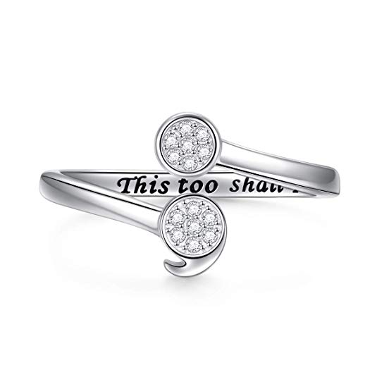 Ladytree My Story Isn't Over Yet Sterling Silver Semicolon Unadjustable Ring This Too Shall Pass Suicide Awareness Jewelry Size 5-10