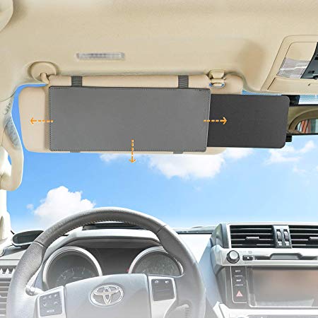TFY Car Visor Extender Anti-Glare Sun Visor Extender Window Sunshade and UV Rays Blocker - Grey