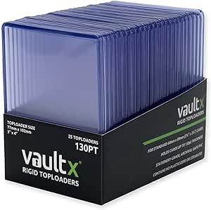 Vault X Premium Extra Thick Seamless Toploaders 130pt - 3" x 4" Rigid Card Holders for Trading Cards & Sports Cards (25 Pack)