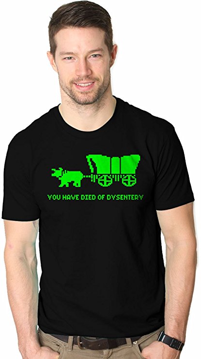 You Have Died Of Dysentery T Shirt Funny Gamer Shirts Video Games Nerdy