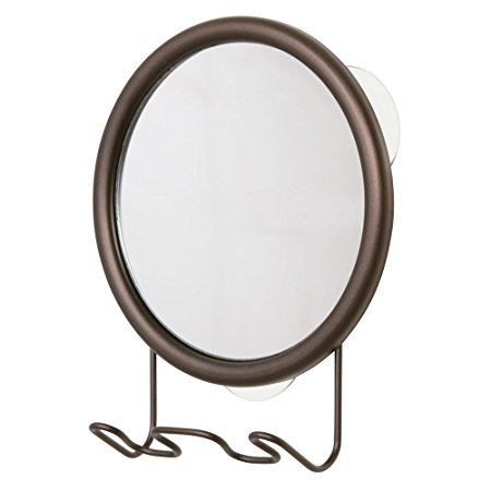 InterDesign Forma Suction Shower Shaving Mirror for Bathroom with Razor Holder - Bronze