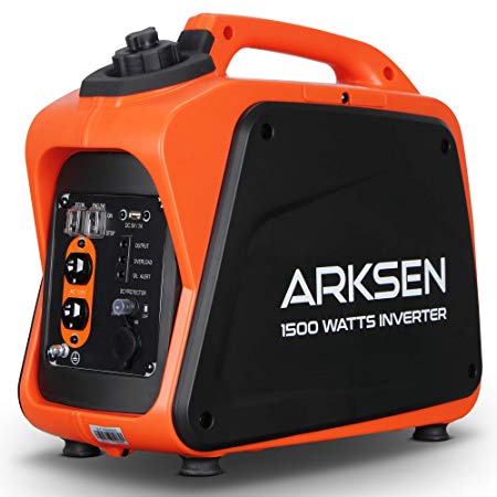 Arksen 1500W Super Quiet Portable Gas-Powered Inverter Generator With 120V AC Outlet, 5V USB Port, 12V CAR DC outlet CARB EPA Compliant
