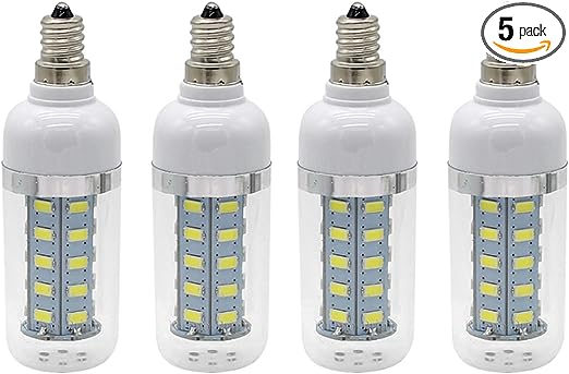 Pack of 5, E12 5W Led Corn Lights Bulbs AC110V Neutral White 4000K Indoor Use Non-Dimmable
