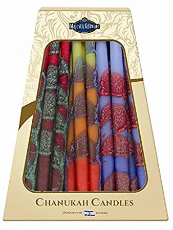 Majestic Giftware SC-CP20 Safed Handcrafted Hanukkah Candles, 6-Inch, Blue/Yellow/Red, 45-Pack