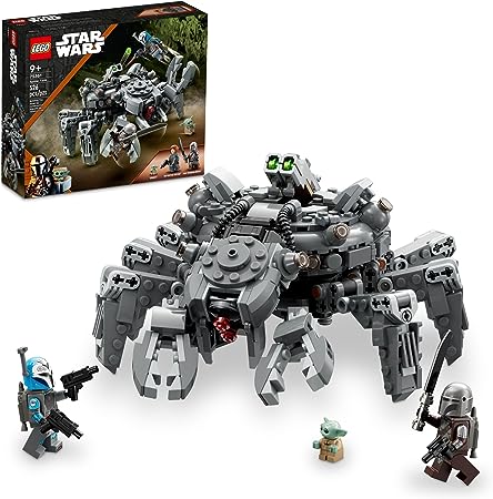 LEGO Star Wars Spider Tank 75361, Building Toy Mech from The Mandalorian Season 3, Includes The Mandalorian with Darksaber, Bo-Katan, and Grogu 'Baby Yoda' Minifigures, Gift Idea for Kids Ages 9