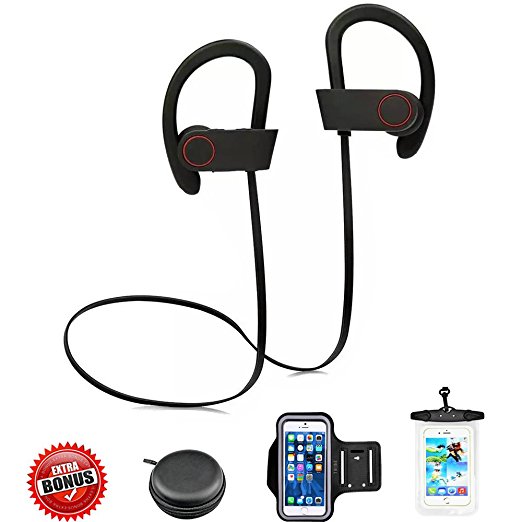 Newest CoolKo H9 Wireless HD Bluetooth Stereo Headphone with Mic, Sweat-Proof, Noise Cancelling for Gym, Exercise, Sports, Running for All iPhone, iPad, Android Tablets and Phones (3 Special Bonus)