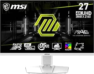 MSI MAG 274URFW 27-inch 4K Gaming Monitor, 3840 x 2160 (UHD), 0.5ms Response Time, 160Hz, HDR 400, HDMI, DP Port, Tilt and Height Adjustable