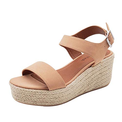 City Classified Womens Wedge Espadrilles Jute Rope Trim Ankle Strap Open Toe Sandals