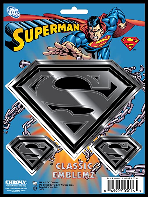 Chroma Graphics 3016 Classic Emblemz 3 Piece Superman Decal, Regular