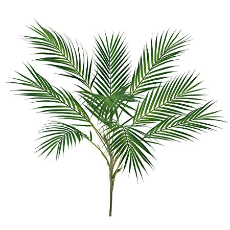 Supla 1 Pcs Artificial Tropical Palm Leaf Bush in Green Plastic Areca Palm Plant 9 Leaves per Bush 33.4" Tall Tropical Greenery Accent