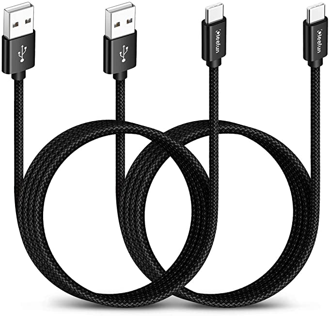 CLEEFUN Long USB C Cable 3M, 2-Pack Type C Fast Charging Charger Cable for Samsung Galaxy A20e A40 A50 A51 A71, S10 S9 S8 S20 Plus S10e S10 Lite, M31 M30s, Xiaomi Redmi Note 8T 8 9 Pro - Nylon Braided