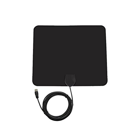 TV Antenna,JmeGe RG174 Indoor Amplified HDTV Antenna 50 Mile Range with Detachable Amplifier Signal Booster,USB Power Supply and 16.5FT High Performance Coaxial Cable - Black