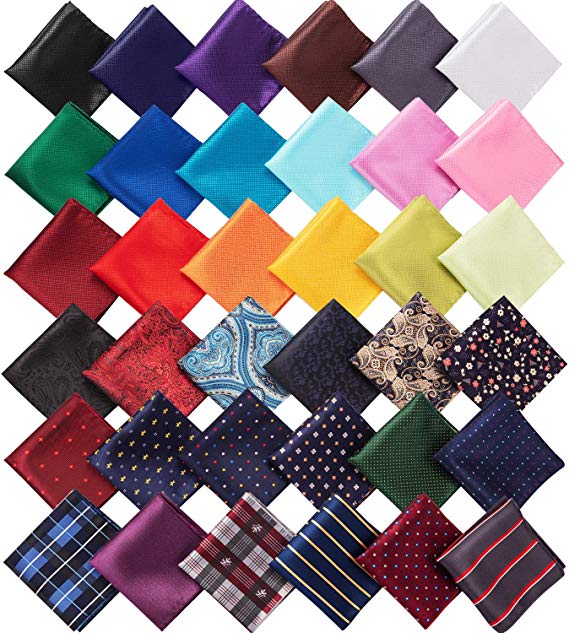 36 Pieces Pocket Square Handkerchief Soft Colored Hankies for Men Party Wedding