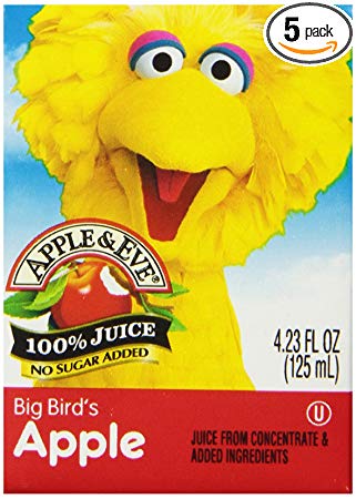 Apple & Eve Sesame Street Big Bird's Apple Juice 4.23 Fluid-oz, 8 Count, Pack of 5