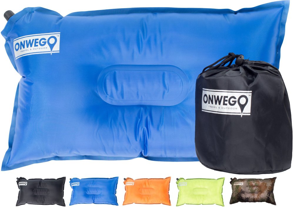 ONWEGO Best Inflatable Travel Pillow Self Inflating Travel Pillow Air Travel Pillow A comfortable inflatable pillow for the airplane beach car camping or relaxing outdoors