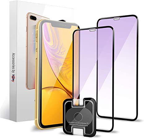 Homy Anti Blue Light Screen Protector for iPhone 11 (2-Pack). Protect Your Eyes: Blocks Harmful Blue Light and Negative UV. Made of Real Premium Japanese 3D Tempered Glass with Advanced UHD Clarity.