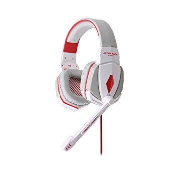 ZILONG G4000 Stereo 3.5mm Plug Comfortable Gaming Headphone Headset Headband with Mic Volume Control Professional for PC Games - White Red