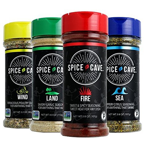 Spice Cave - Certified Paleo - 4 Pack Seasoning System - FIRE, LAND, SEA and WIND