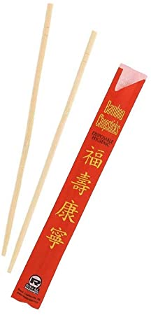 Disposable Bamboo Chopsticks, 9-inch Sleeved, Bag of 100