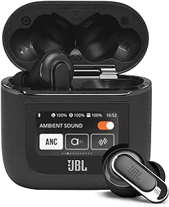 JBL Tour Pro 2, Wireless Bluetooth Earphones with Noise Cancelling Technology, Hands-Free Calling and Up to 40 Hours Battery Life, in Black