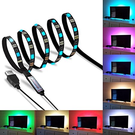 SZC Led Strip TV Backlight Bias RGB Lights Kit with Remote Control for HDTV, Flat Screen, Desktop PC Monitors Accessories