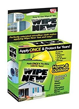 Wipe New, Easy to Use Wipe-It Kit. For Home and Outdoors, 5 Pack Wipes, Restores and Protects Vinyl, Plastic, Stone, Fiberglass, Metal
