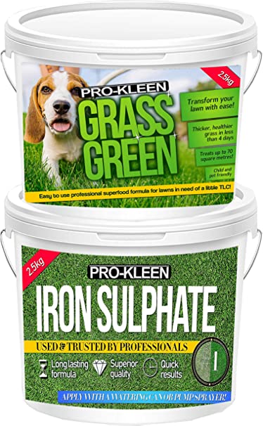 Pro-Kleen 2.5KG Lawn Feed Fertiliser for Thicker Greener Grass 2.5KG Iron Sulphate Dry Grade Lawn Tonic