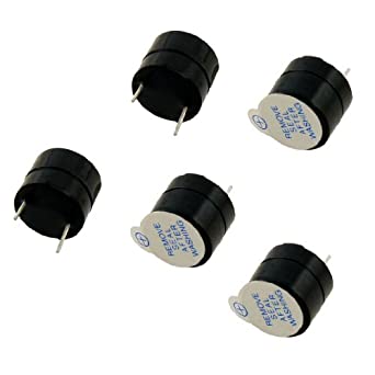 Uxcell a12081600ux0477 12 mm Diameter 5 Piece DC 5V 2 Terminals Electronic Continuous Sound Buzzer