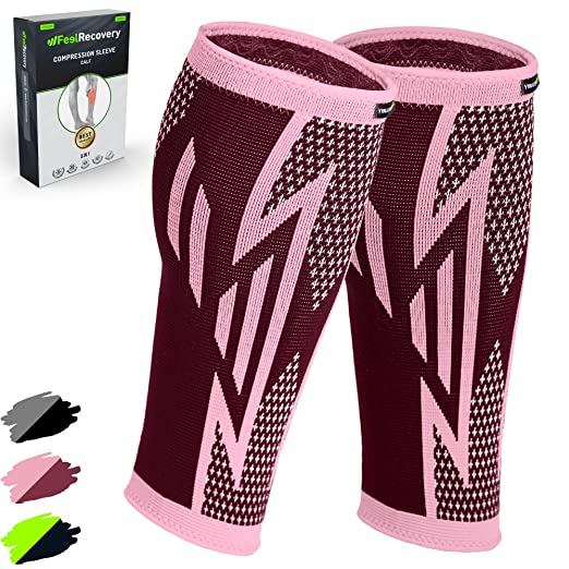 2 Pack Manchons de Compression Homme & Femme - Support de Mollets pour Running, Périostite, Tensions Musculaires et Crampes - Chaussettes Contention pour Jambes - Respirant & Antidérapant