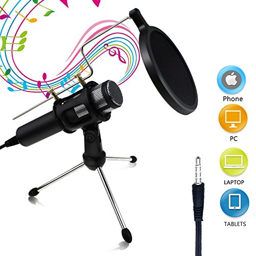 Buluri Professional Condenser Microphone, Broadcasting & Recording Microphone, Home Studio Microphones 3.5mm Plug &Play for Cellphones, Laptop, Computer, PC, Youtube, Facebook Live Stream