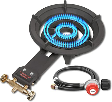 CONCORD Roadster Burner. 13" Cast Iron Single Propane Wok Burner. Dual Controlled Burner Rings, 90,000 BTU. Outdoor Cooking, Wok Stir Frying, Countertop Burner.