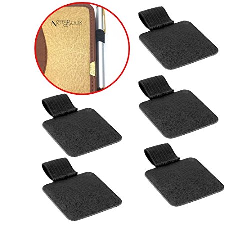 Pack of 5 Self-adhesive Leather Pen Holder Pencil Elastic Loop for Notebooks,Journals,Clipboards,Calendars and Planners