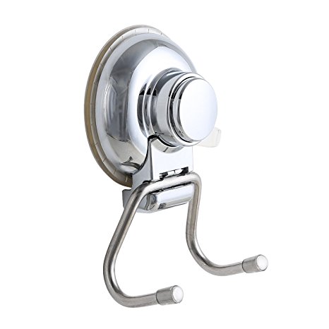 Mee'life Bathroom Suction Cup Hooks Stainless Steel Holder wall mount for Towel Robe Loofah – Removable Repositionable Waterproof Bathroom Kitchen Bags Hanger Caps key coat Hook heavy duty Chrome