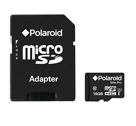 Polaroid Elite-Pro 16GB MicroSDHC UHS-I Class 10 Memory Flash Card with Adapter Supports HD Video, Thousands of Songs, Photos & More – Up to 80 MB/s