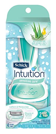 Schick Intuition Sensitive Care Razor for Women  with 2 Moisturizing Razor Blade Refills with Natural Aloe