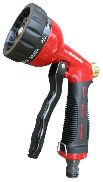 Heavy Duty 10 Pattern Metal Garden Watering Nozzle - High Pressure Pistol Grip Sprayer With Flow Control