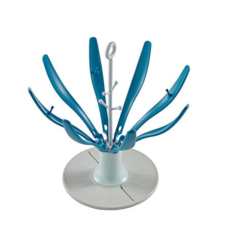 BEABA Folding Flower Baby Bottle Countertop Drying Rack, Peacock