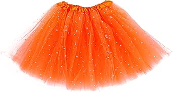 Yolev Tutu Skirts for Women Girls Adult Elastic 3 Layered Tulle Tutu Skirt with Sequin Stars Retro 80's Bubble Skirt