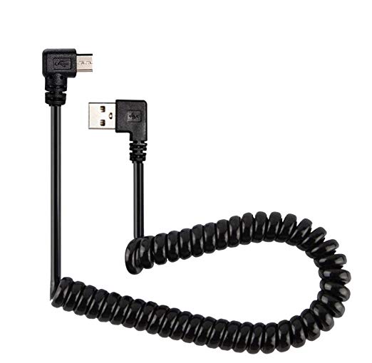 VONOTO 1M 90 Degree Micro USB to USB Spring Extension Cable Charging and Date SYNC transferring with Micro USB plug for Samsung HTC HuaWei Sony (Micro USB 90 Degree)